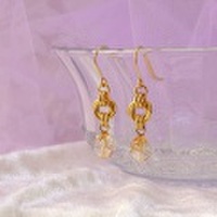 ＊14KGPチェインメイル＊　フラワーチェーン・ピアス