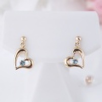 Ｋ14ＰＧ　ななめハートブルートパーズピアス　K14PG 14金ピンクゴールド 　11月の誕生石 彼女 誕生日 ジュエリー アクセサリー ∞ y110126