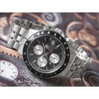 エルジン ELGIN 腕時計 クロノグラフ FK1408S-B 黒 メタルベルト