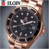 エルジン ELGIN 腕時計 機械式（自動巻き） メンズ/20気圧ダイバーズ ローズゴールド x ブラック FK1405PG-B 【送料無料】