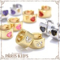 キュービックジルコニアハートフープピアス ymgir