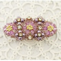 キラキラバレッタミニ／花　パープル