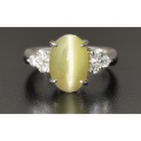 クリソベリル・キャッツアイ 3.50ct リング ( 指輪 ) Pt900 ( プラチナ900 ) 【中央宝石研究所鑑別書つき】