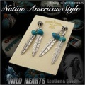 クリックポストのみ送料無料！ピアス　シルバー925　ターコイズ　フェザー・羽　イヤリング　インディアンジュエリー Native American Style Sterling Silver Pierced Turquoise(ID se2468)