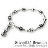 クロス ボールリンク ブレスレット シルバー アクセサリー [シルバーブレスレット] 送料無料