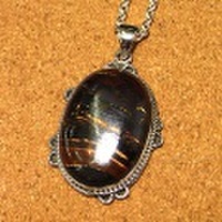 シルバー925 アイアンタイガーアイ ハンドメイドペンダントトップ ST-223