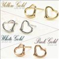 ジェムケリー選べる艶めきハートゴールドハートピアス