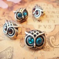 ストーン つき フクロウ アンティーク ピアス ブルー オレンジ レトロ オシャレ 大人可愛い 760306