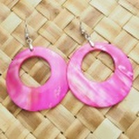 ハワイアンアクセサリー シェルピアスとイヤリング サークルピンク