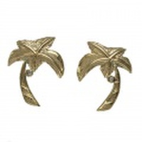 ハワイアンジュエリー / イエローゴールドパームツリーピアス　ダイヤモンド付き