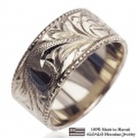 ハワイアンジュエリー オーダーメイド 1.25mm厚 幅10mm 14金ホワイトゴールド フラットリング