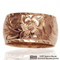 ハワイアンジュエリー オーダーメイド 1.5mm厚 幅10mm 14金 ピンクゴールド バレルリング