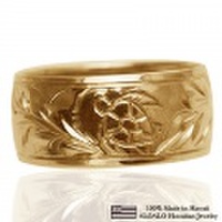 ハワイアンジュエリー オーダーメイド お手軽な1.25mm厚 幅10mm 14金 イエローゴールド バレルリング