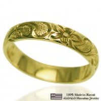 ハワイアンジュエリー オーダーメイド お手軽な1.25mm厚 幅4mm 14金グリーンゴールド バレルリング