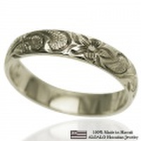 ハワイアンジュエリー オーダーメイド しっかりした1.75mm厚 幅4mm 14金ホワイトゴールド バレルリング