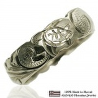 ハワイアンジュエリー オーダーメイド しっかりした1.75mm厚 幅6mm 14金ホワイトゴールド バレルリング
