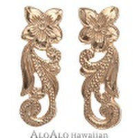 ハワイアンジュエリー ピアス 14K ピンクゴールド 透かしスクロールピアス メンズ レディース