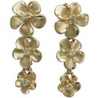 ハワイアンジュエリー14kゴールドダイヤモンド3プルメリアピアス