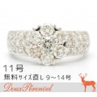 パヴェダイヤ フラワー リング 11号 750WG(K18WG) [ダイヤモンド 花 18金ホワイトゴールド 指輪]