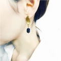 ピアス brass×樹脂パール×ラピスラズリ　E-pi-0006