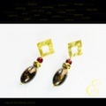 ピアス　brass×グラスビーズＸアクリルビーズ　E-pi-0001