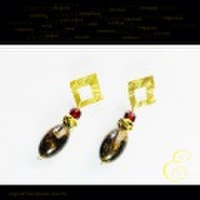 ピアス　brass×グラスビーズＸアクリルビーズ　E-pi-0001
