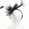 ブランド-Scala Collezioneヘアアクセサリー◆メッシュフラワー＆フェザーカチューシャ◆ブラック