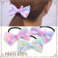 ヘアゴム りぼん リボン ヘアアクセサリー ヘアアクセ チュール ゆめかわ系 パステル ハート キャンディ パール ymgir