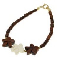 ボーン＆コアプルメリアブレス　【ハワイアンコアウッド】