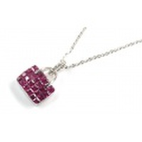 ルビー 0.80ct ペンダントネックレス K18WG メレダイヤモンド ( Ruby/紅玉/こうぎょく/18金ホワイトゴールド ) 【 2月23日の誕生日石 / 7月の誕生石 】 【 送料無料 】