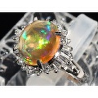 新着【PT900プラチナ】指輪リングオパール3.13ｃｔダイヤモンド0.41ｃｔ6.7ｇ10号レディース2939-0