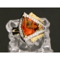 新着価格破壊【梶光夫 カジミツオ】K18YG イエローゴールド シトリン6.97ct ダイヤモンド 17.8g 16号 レディース 8545-0