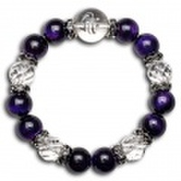 大玉梵字ブレスレット【紫虎目：パープルタイガーアイ】（レディース）