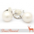 南洋パール ダイヤ ピアス K18WG 13.3mm D:0.03 D:0.03 【真珠】【ダイヤモンド】【18金ホワイトゴールド】【レディース】【女性用】