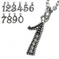 ジルコニア ドットライン ナンバー ペンダント ≪2mmアズキチェーン割引セット≫ 数字 [シルバーペンダント] 送料無料