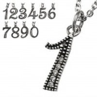 ジルコニア ドットライン ナンバー ペンダント ≪2mmアズキチェーン割引セット≫ 数字 [シルバーペンダント] 送料無料