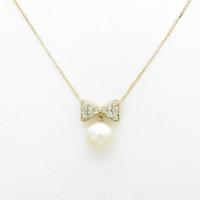 K18YG リボン アコヤパールネックレス