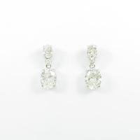 PT ダイヤモンドピアス 2．014ct・2．082ct・J?K・I1・オーバルカット