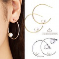 イヤリング　フープ　パール　ニッケルフリー　シンプル　イヤリング　ピアス　レディース　ジュエリー　アクセサリー　ゴールド　シルバー　フープ　デイリー　上品　パール　プレゼント　ニッケルフリー