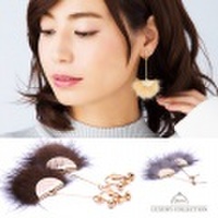ピアス ファー ミンク ゴールド ロング ニッケルフリー　ジュエリー レディース アクセサリー ミンク ファー 大人可愛い リアルファー ベージュ グレー ブラック ホワイト プレゼント アメリカン
