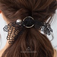 ヘアゴム レース 大 リボン パール ヘアアクセサリー