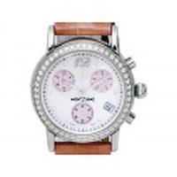 【MONTBLANC モンブラン】7039 ダイヤベゼル 7Pダイヤ SS/革 クォーツ レディース 11360-0