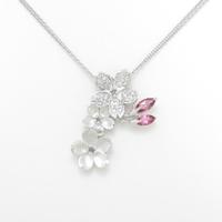 K18WG フラワー トルマリンネックレス