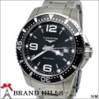 ロンジン ハイドロコンクエスト メンズ クォーツ 腕時計 SS ブラック文字盤 L3.640.4.56.6 LONGINES 美品 [121118]