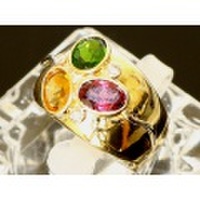 【K18YG イエローゴールド】指輪 リング マルチ ダイヤモンド0.06ct 8.8ｇ 9.5号 レディース 11255-0