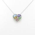 K18WG ハート カラーストーンネックレス