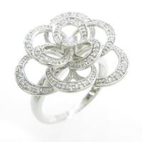 K18WG フラワー ダイヤモンドリング