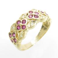 K18YG フラワー ルビーリング