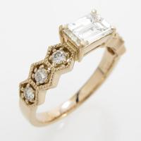 K18PG ダイヤモンドリング 0．753ct・I・SI1・エメラルドカット