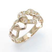 K18PG ハート ダイヤモンド ピンキーリング